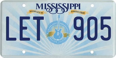 MS license plate LET905