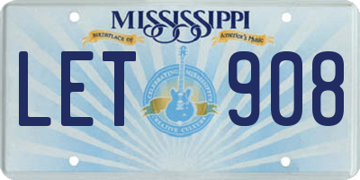MS license plate LET908