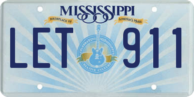 MS license plate LET911