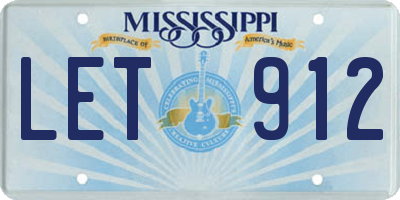 MS license plate LET912