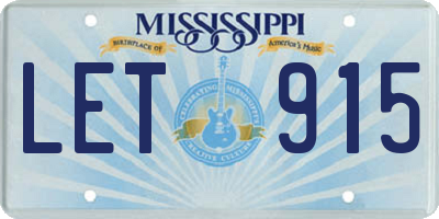 MS license plate LET915