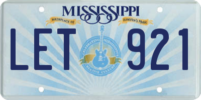 MS license plate LET921
