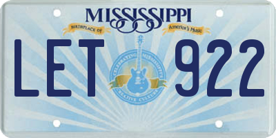 MS license plate LET922