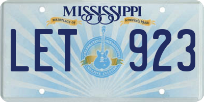 MS license plate LET923
