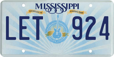 MS license plate LET924