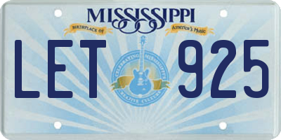 MS license plate LET925