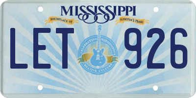 MS license plate LET926