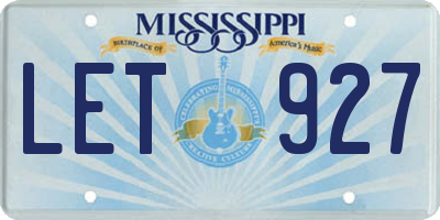 MS license plate LET927
