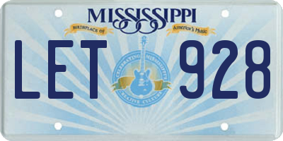 MS license plate LET928