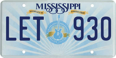 MS license plate LET930