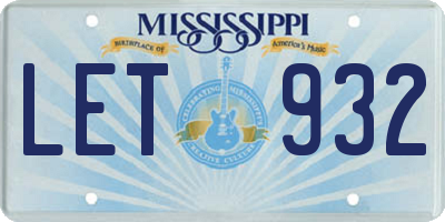 MS license plate LET932