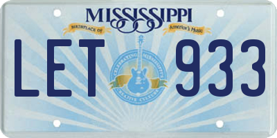 MS license plate LET933