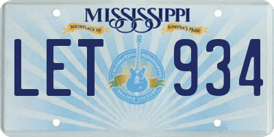 MS license plate LET934