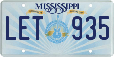 MS license plate LET935
