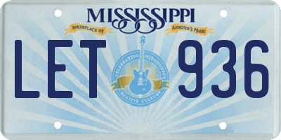 MS license plate LET936