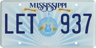 MS license plate LET937