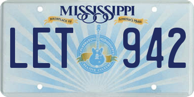 MS license plate LET942