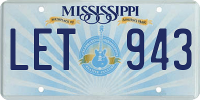 MS license plate LET943