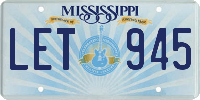 MS license plate LET945