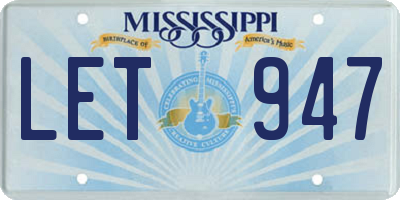 MS license plate LET947