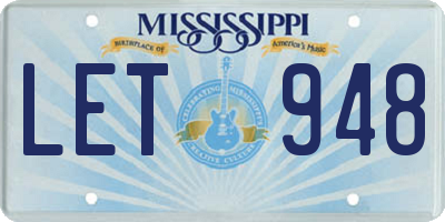 MS license plate LET948