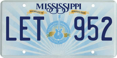 MS license plate LET952