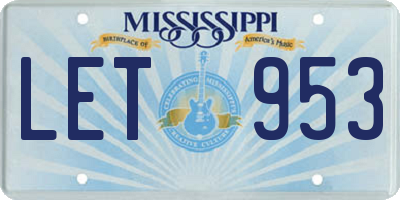 MS license plate LET953