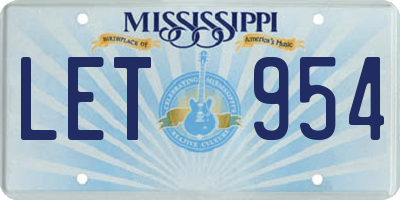 MS license plate LET954
