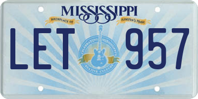 MS license plate LET957