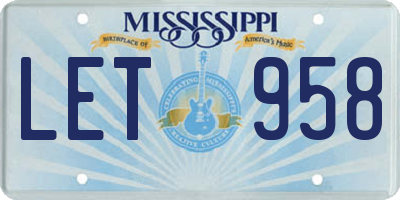 MS license plate LET958