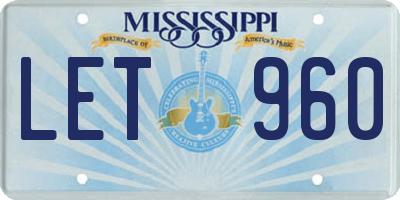 MS license plate LET960