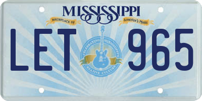 MS license plate LET965
