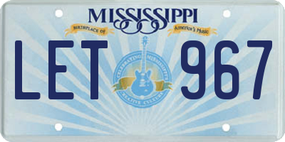 MS license plate LET967