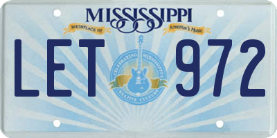 MS license plate LET972