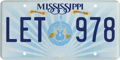 MS license plate LET978