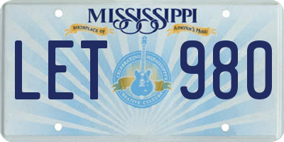 MS license plate LET980