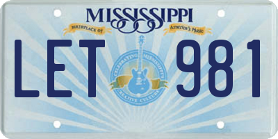 MS license plate LET981