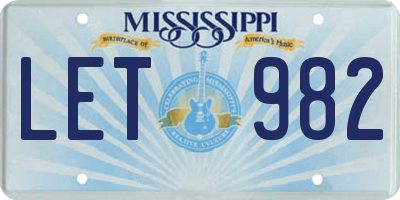 MS license plate LET982