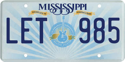 MS license plate LET985