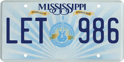 MS license plate LET986