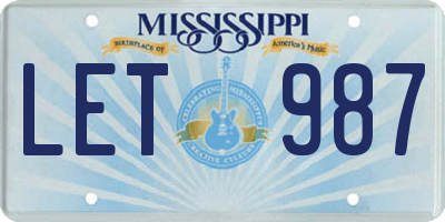 MS license plate LET987