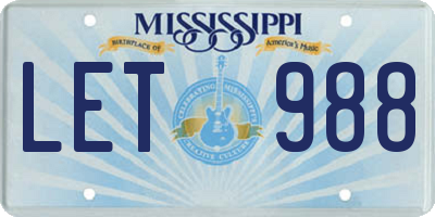 MS license plate LET988
