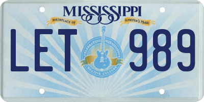 MS license plate LET989