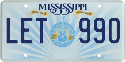 MS license plate LET990
