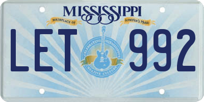 MS license plate LET992