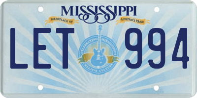 MS license plate LET994