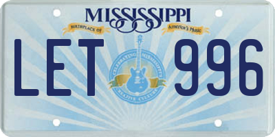 MS license plate LET996