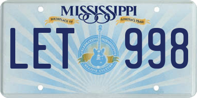 MS license plate LET998
