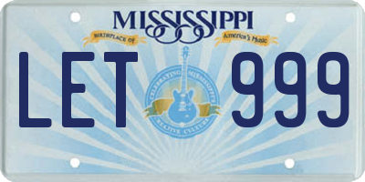 MS license plate LET999