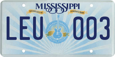 MS license plate LEU003